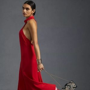 Anthropologie Maeve halter flounced Midi Dress